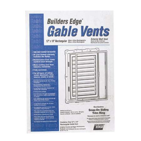 Builders Edge 120061218117 Exhaust Vent White - 12 x 18 in. BU4939